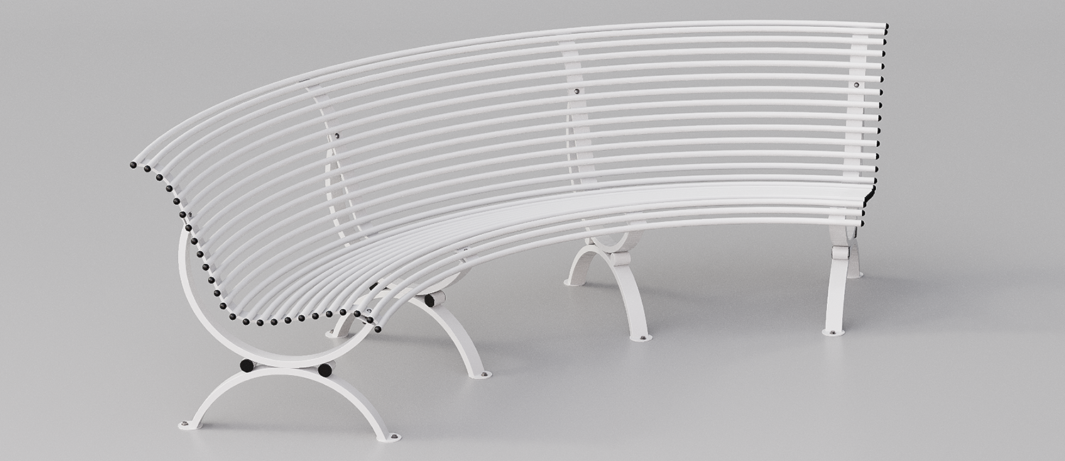 Bench Clematis seat curved inwards vista 4