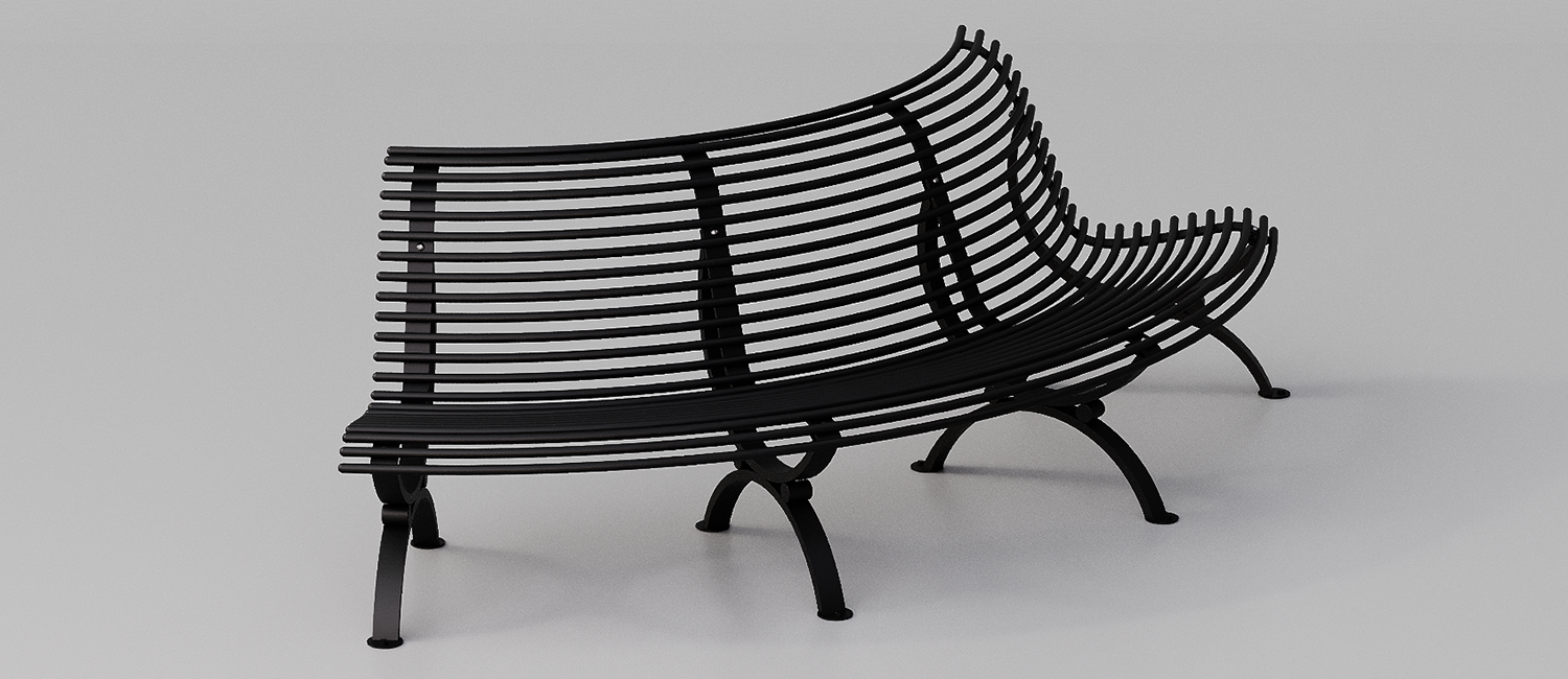 Bench Clematis seat curved outwards vista 1