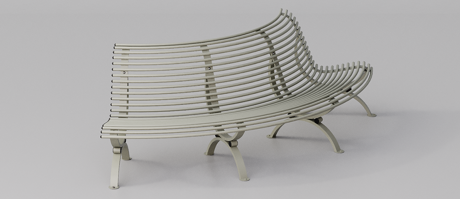 Bench Clematis seat curved outwards vista 2