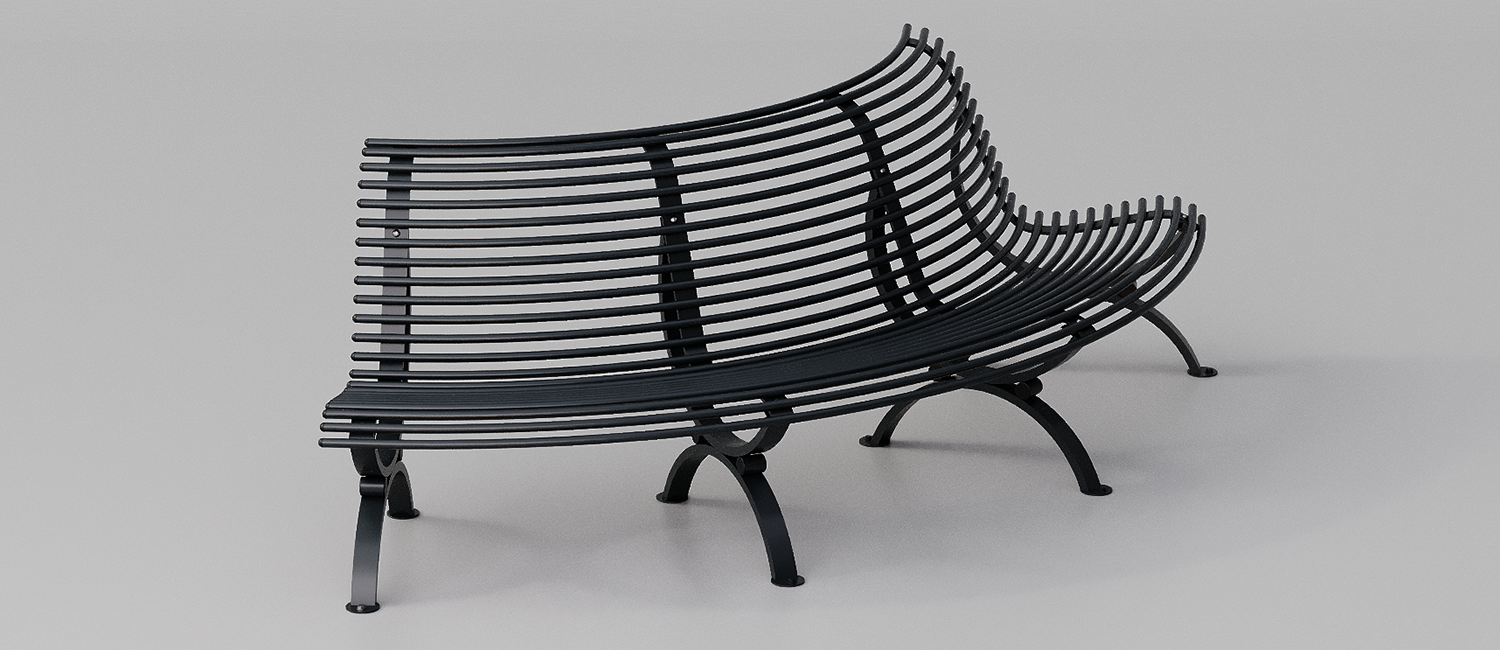 Bench Clematis seat curved outwards vista 3