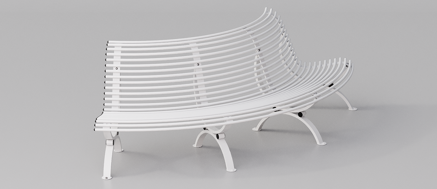 Bench Clematis seat curved outwards vista 4