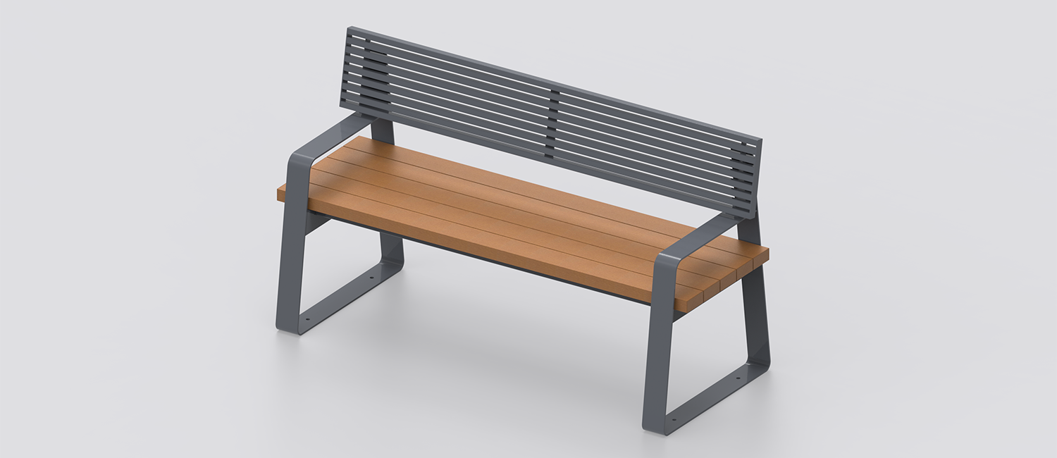 Panchina Easy Mix seduta in WPC e schienale in metallo vista 1