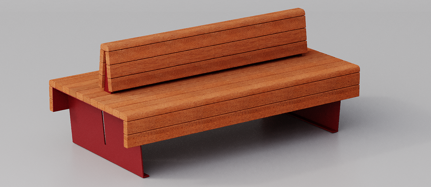 Panchina Flea con fasce in Okumè vista 2