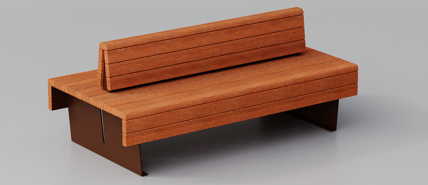 Panchina Flea con fasce in Okumè vista 3