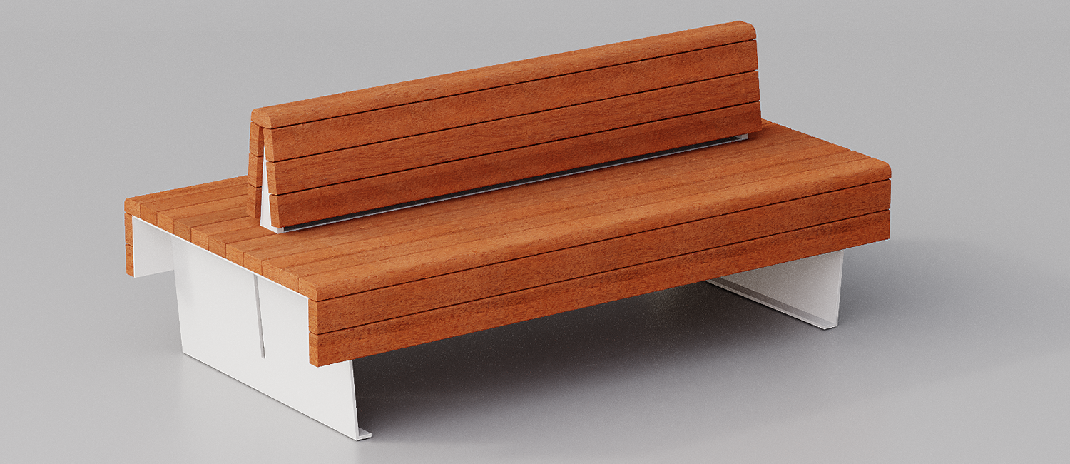 Panchina Flea con fasce in Okumè vista 4