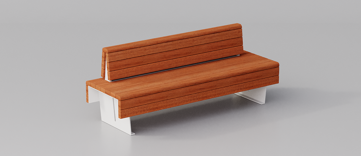 Flea bench with Okumè wood planks vista 5