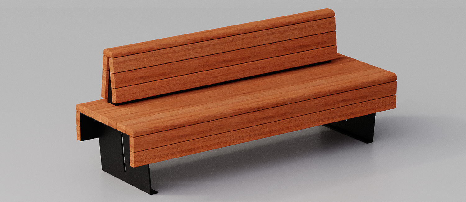 Panchina Flea seduta doppia con fasce in Okumè vista 1