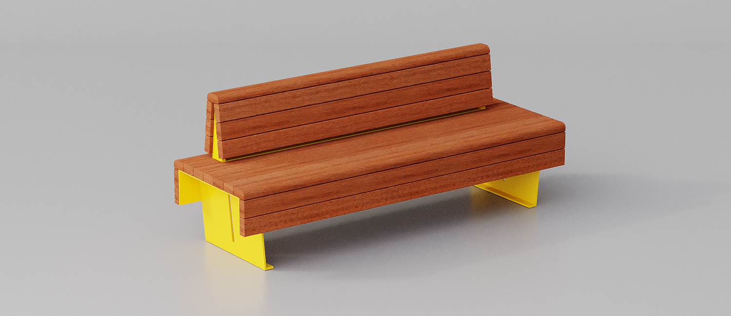 Panchina Flea seduta doppia con fasce in Okumè vista 3