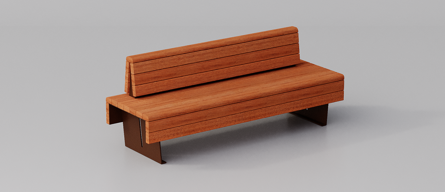 Panchina Flea seduta doppia con fasce in Okumè vista 4