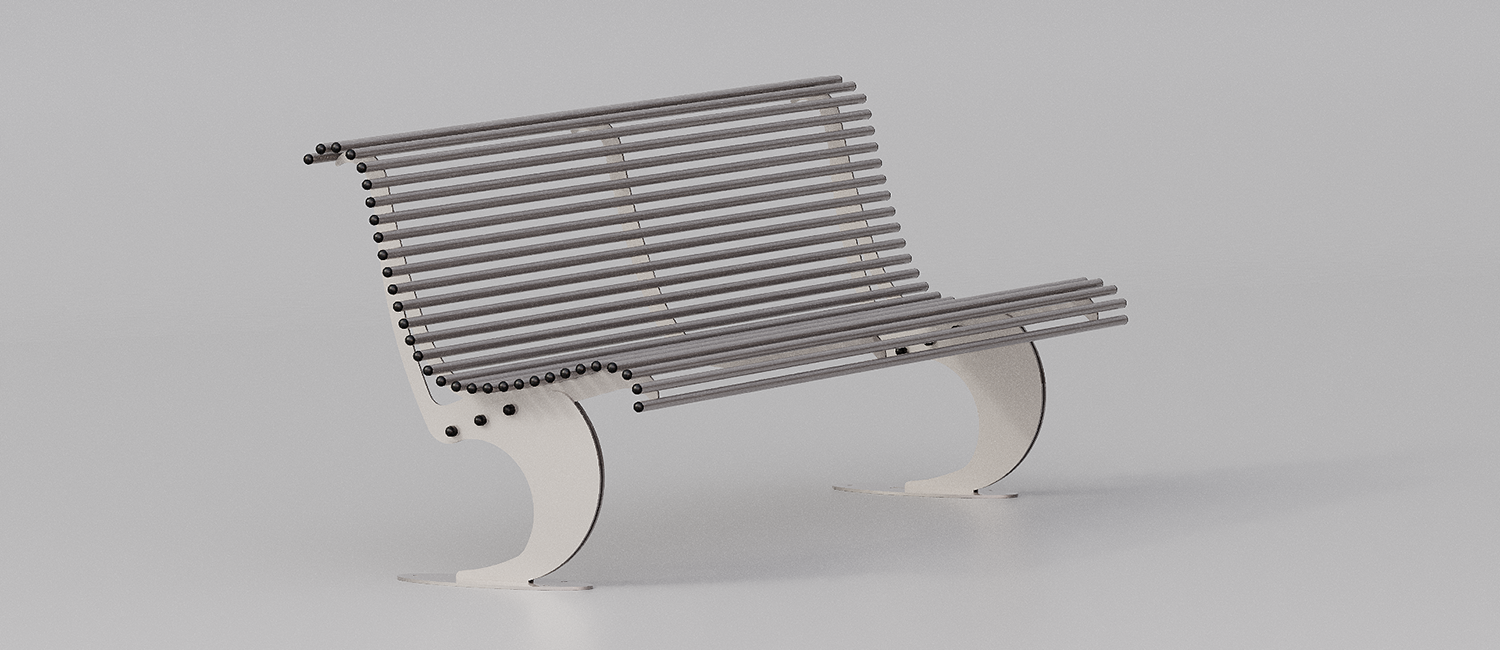 Panchina Luxe in Acciaio zincato vista 2