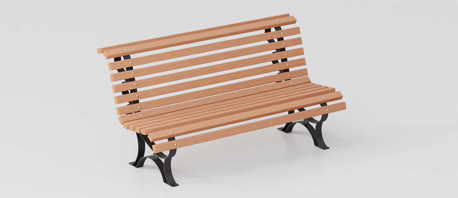 Bench Margherita with wooden planks vista 1