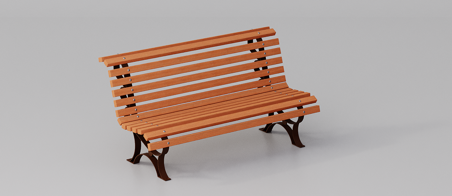 Bench Margherita with wooden planks vista 2