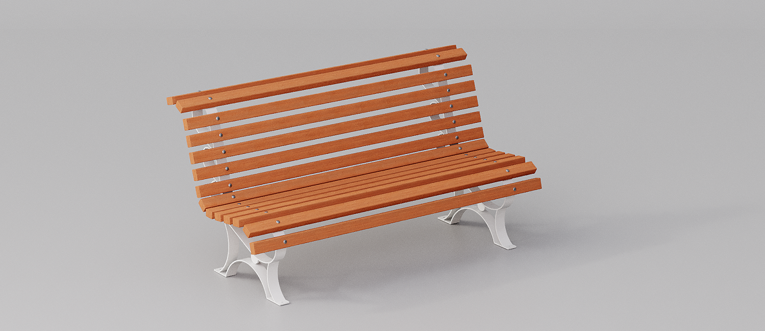 Bench Margherita with wooden planks vista 3