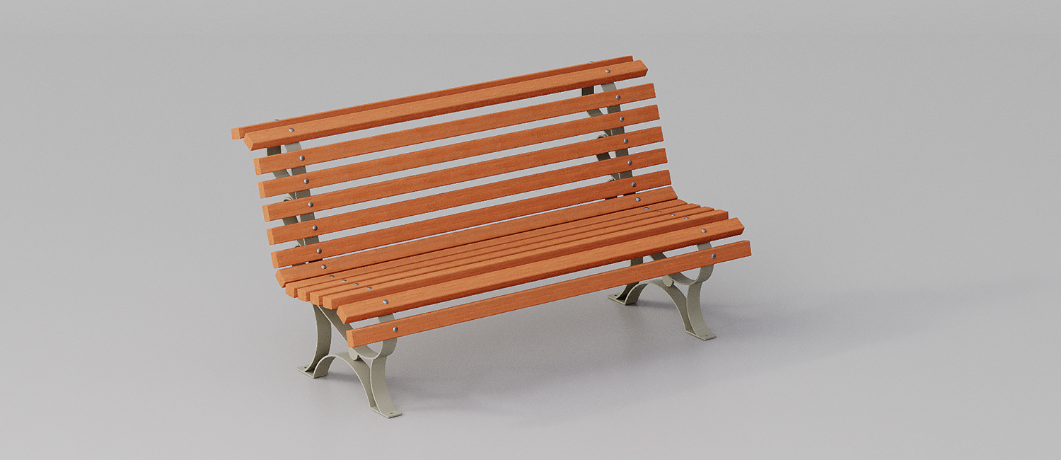 Bench Margherita with wooden planks vista 4