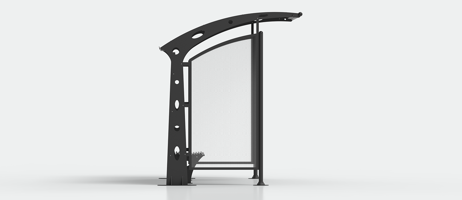 Pensilina Acaya con pareti laterali vista 3