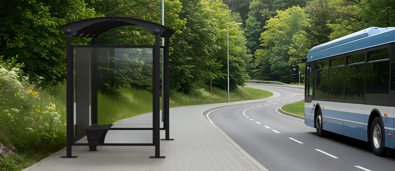 Pensilina Alessandra con pareti laterali vista 1