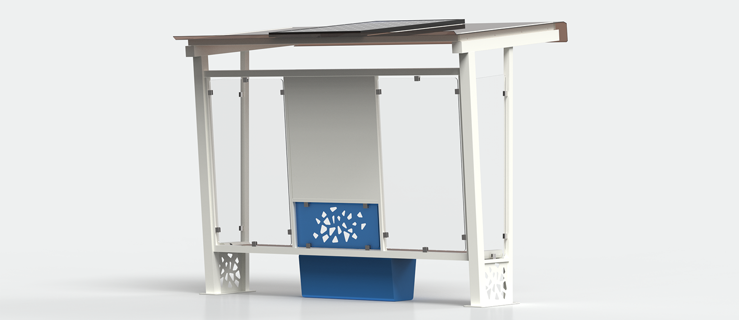 Komete Solar shelter with display case vista 6
