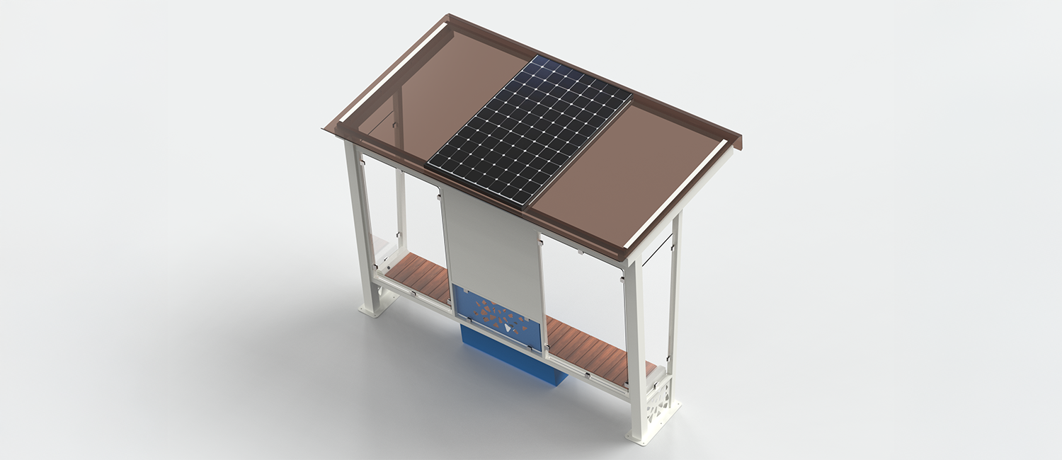 Komete Solar shelter with display case vista 7