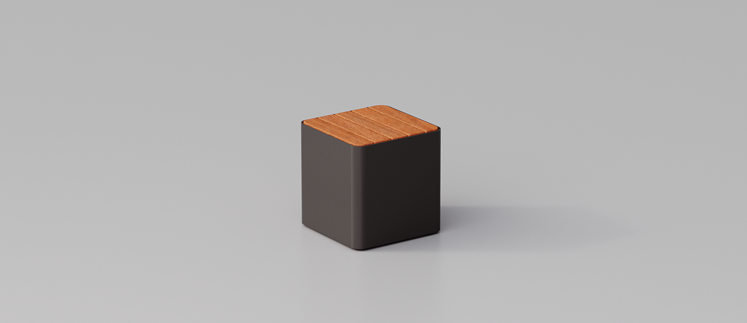 Cubik seat with wood planks vista 1