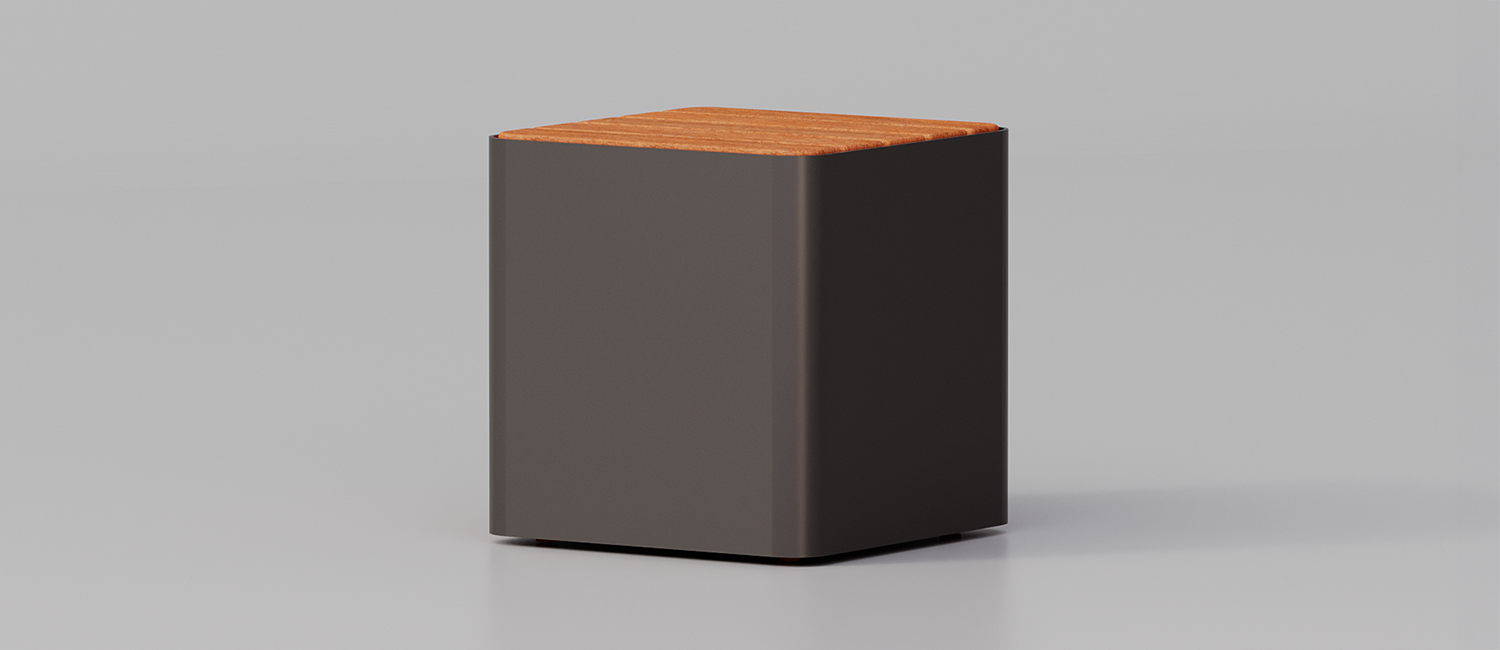 Cubik seat with wood planks vista 2