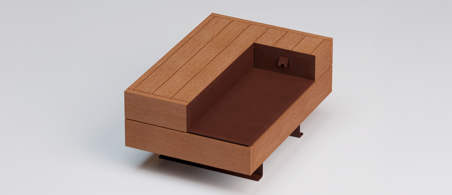 Noi bench with USB charger vista 1