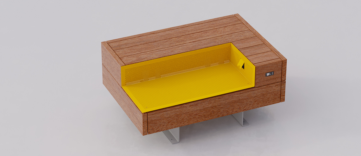 Noi bench with USB charger vista 2