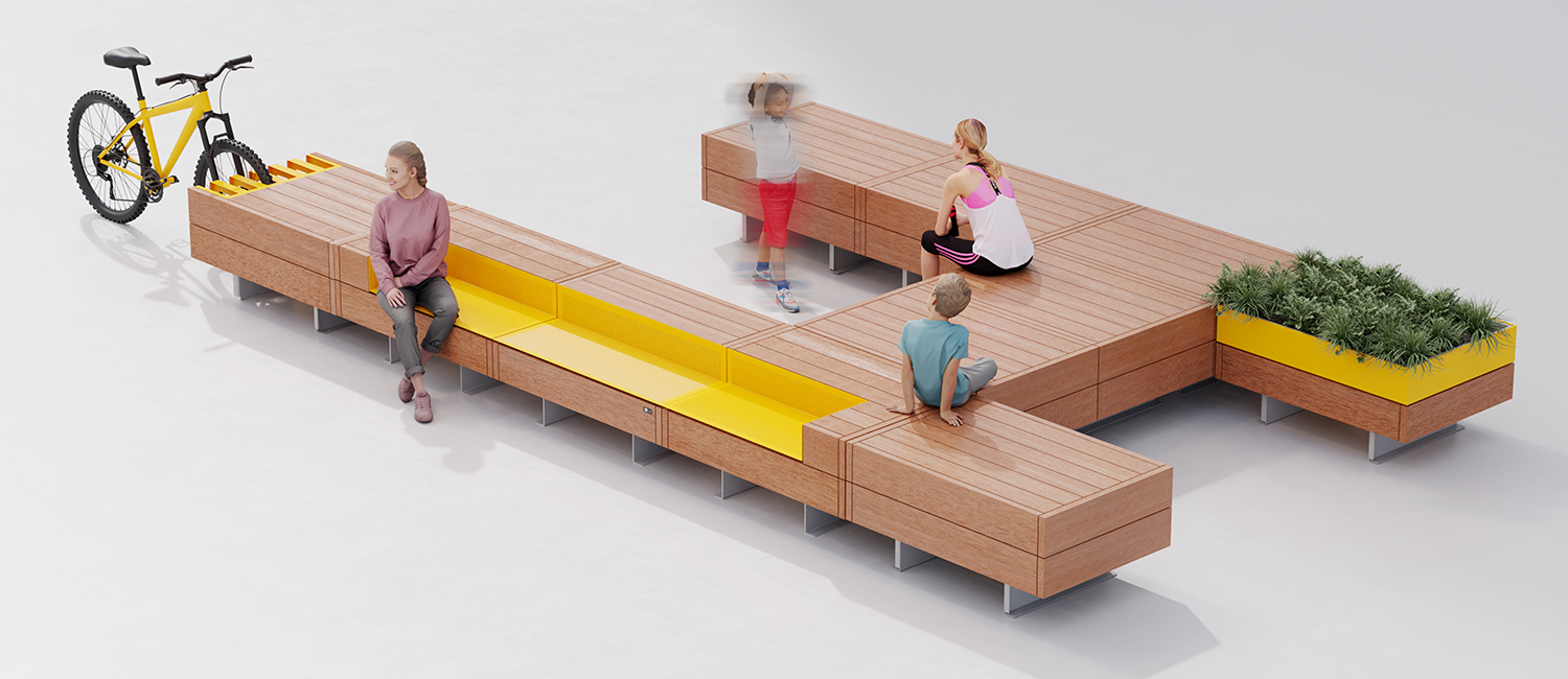 Noi bench with USB charger vista 4