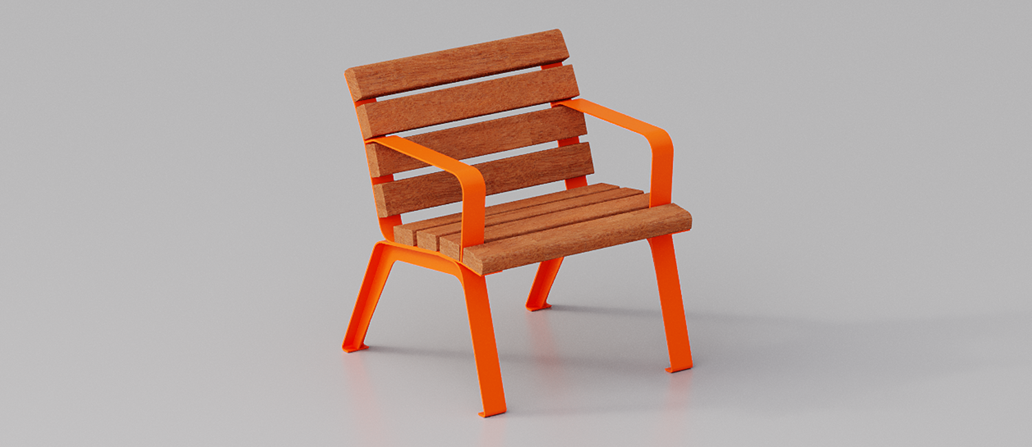 Seduta singola Betty con braccioli e fasce in Okumè vista 3