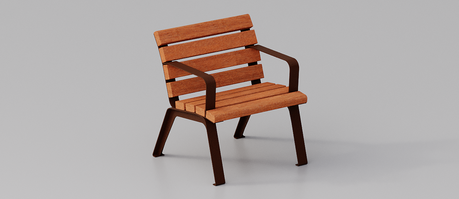 Seduta singola Betty con braccioli e fasce in Okumè vista 5