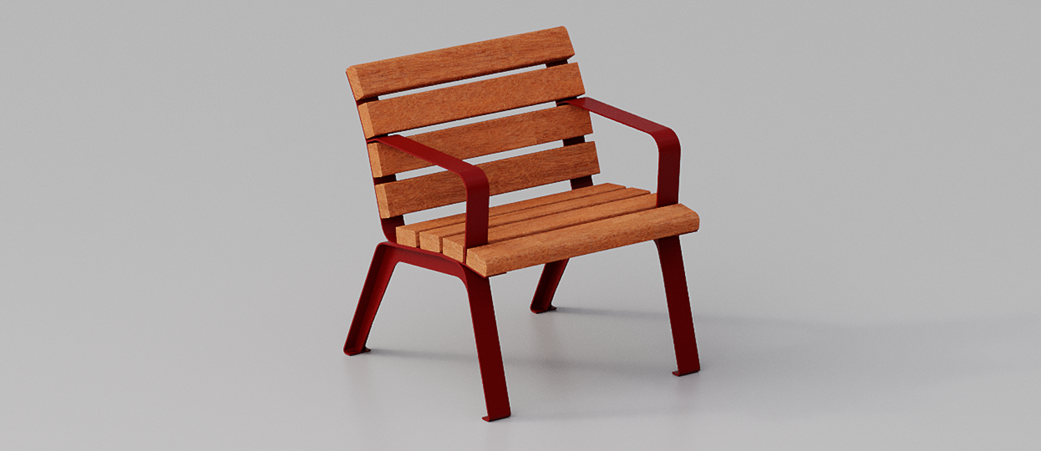 Seduta singola Betty con braccioli e fasce in Okumè vista 6