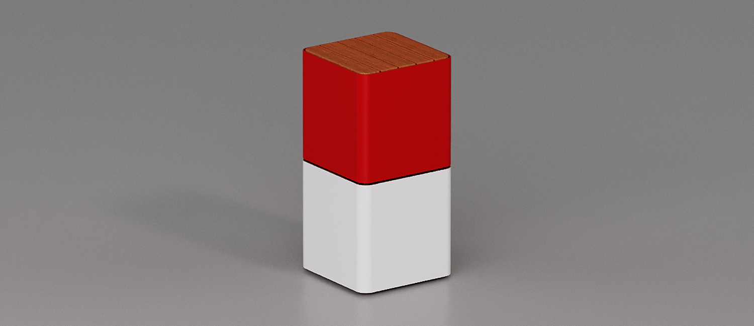 Tavolino Cubik con piano in legno di Okumè vista 1