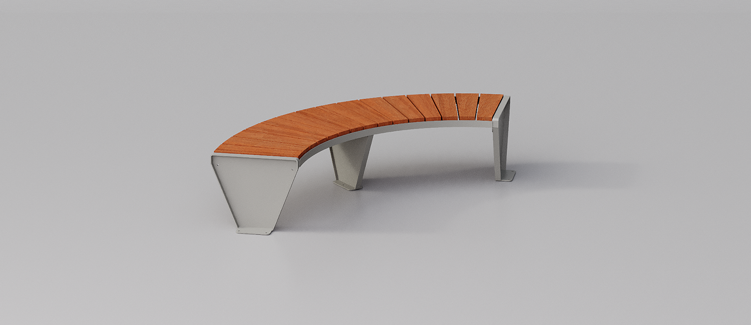 Panca Round con listoni in legno di Okumè vista 3