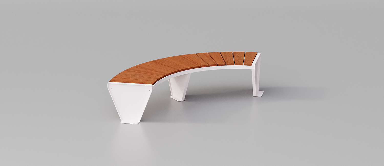 Panca Round con listoni in legno di Okumè vista 4