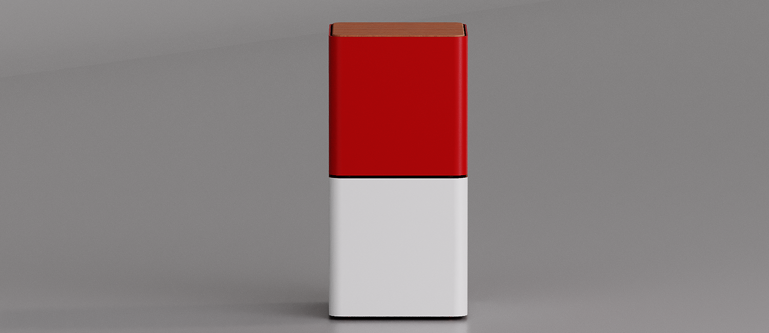 Tavolino Cubik con piano in legno di Okumè vista 2