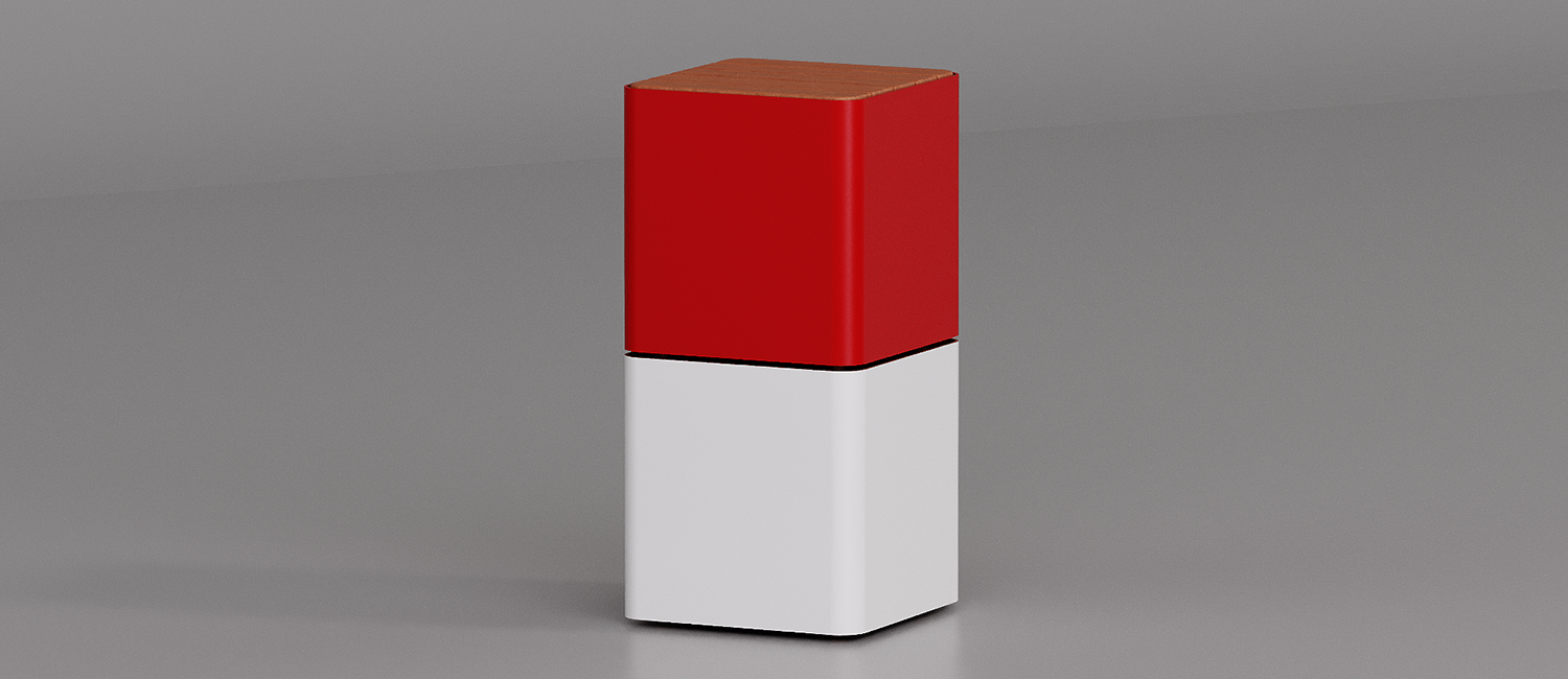 Tavolino Cubik con piano in legno di Okumè vista 3