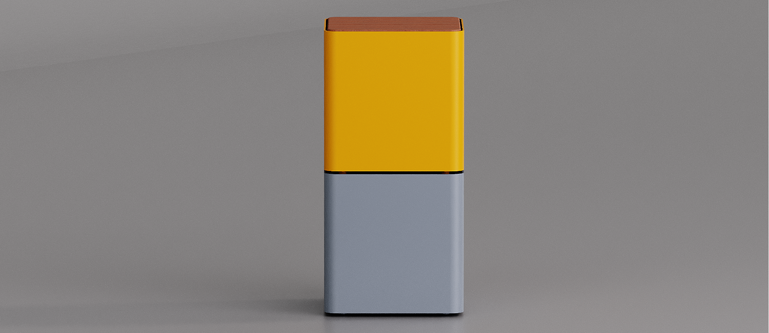 Tavolino Cubik con piano in legno di Okumè vista 5