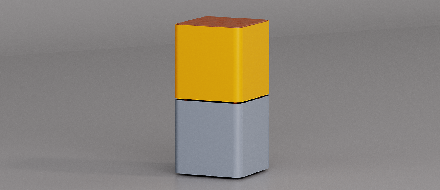 Tavolino Cubik con piano in legno di Okumè vista 6