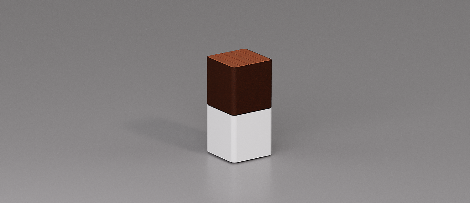 Tavolino Cubik con piano in legno di Okumè vista 9