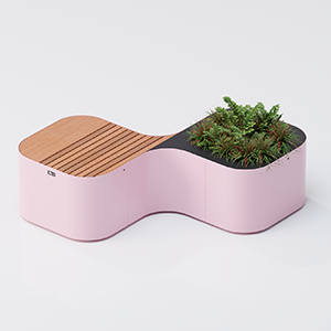 2-module Pinch bench with seat and planter