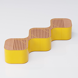 Pinch bench with 3 in-line modules for seating only