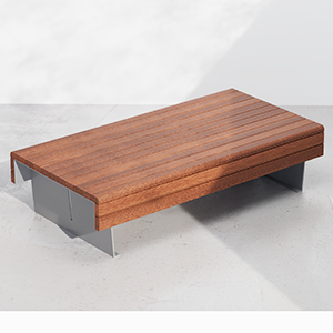 Flea seat double with okume wood planks