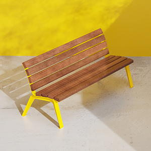 Betty bench with OKUME wood planks without armrest