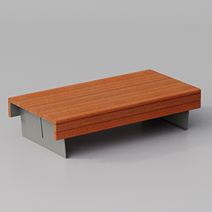 Flea seat double with Okumè wood planks