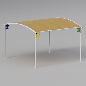 Pergola Abacus con piastre e telo ombreggiante