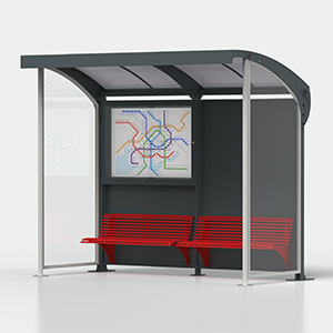 <strong>Variante:</strong><br> - senza bacheca pubblicitaria<br> - con doppia panchina