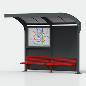 <strong>Variante:</strong><br> - senza bacheca pubblicitaria<br> - con doppia panchina