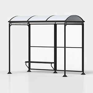 <strong>Variante:</strong><br> - senza parete laterale sinistra<br> - con montanti anteriori<br> - senza cestino gettarifiuti