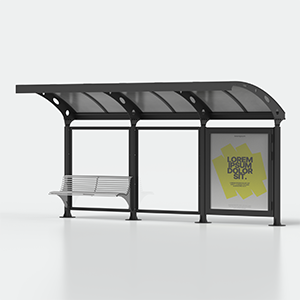 <strong>Variante:</strong><br> - modulo posteriore aggiuntivo<br> - bacheca posteriore destra<br> - panchina a sinistra